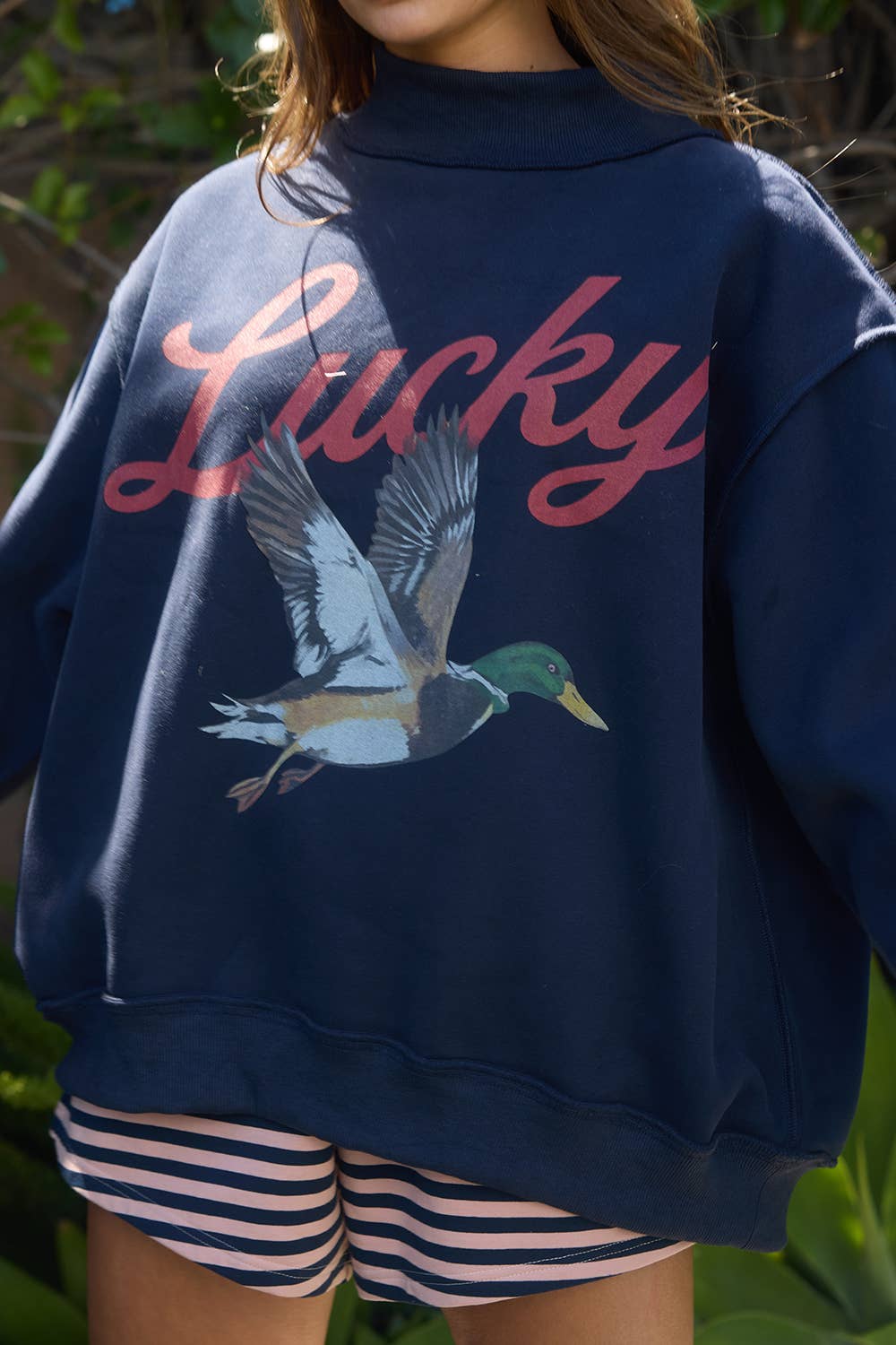 Lucky Duck Mock-Neck Sweatshirt-PRE-ORDER