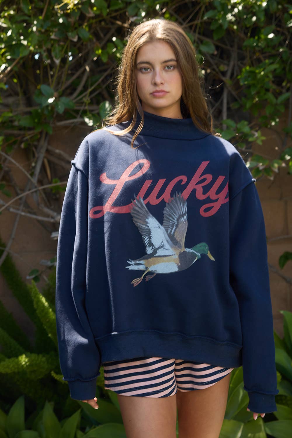 Lucky Duck Mock-Neck Sweatshirt-PRE-ORDER