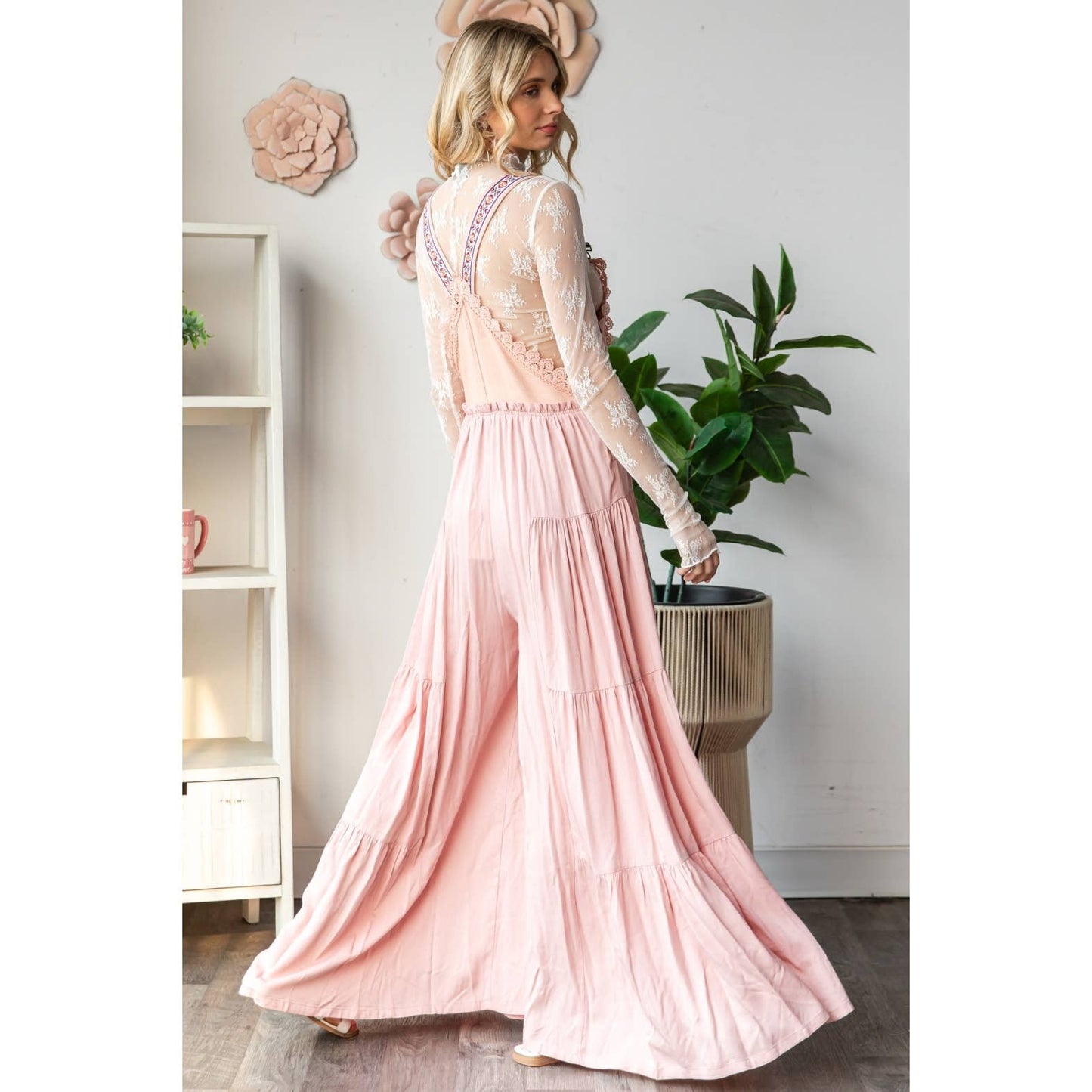 Embroidered Strap Flowy Jumpsuit